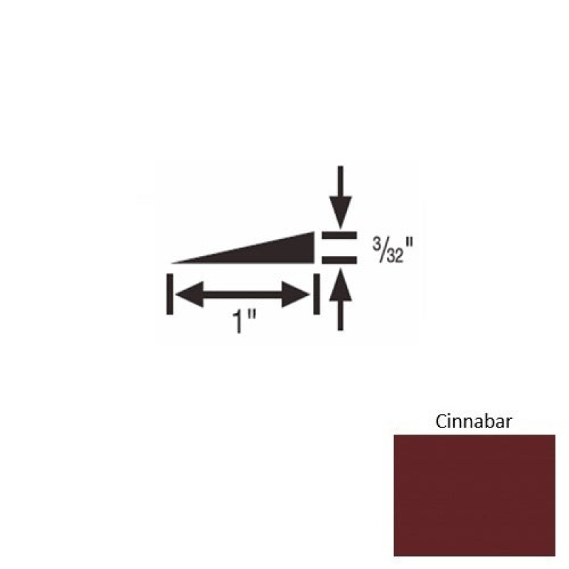Solid 48 Cinnabar Rubber Reducer Strip - 1" X 9 Ft (108") X 3/32"
