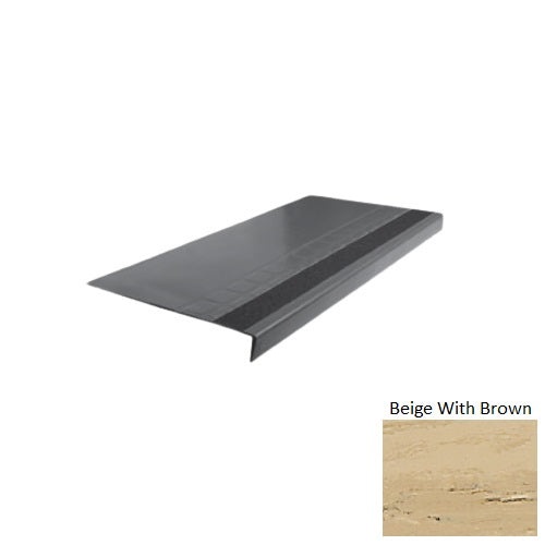Evolving Styles Creative Elements Beige With Brown Type 875 With Flush Ribbed / Smooth Insert Distinct Designs Rubber - 12 1/4" X 72" Stair Tread - Raised Square Design