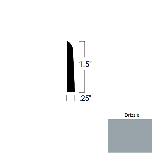 Johnsonite Drizzle Rubber Moulding / Trim - 1 1/2" X 8 Ft (96") X 1/4" Millwork Shoe Moulding - Millwork Shoe Moulding