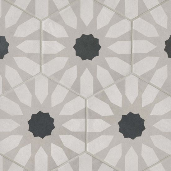 Allora Fiore Hexagon Deco Porcelain Tile - Matte - 8 1/2" X 10"