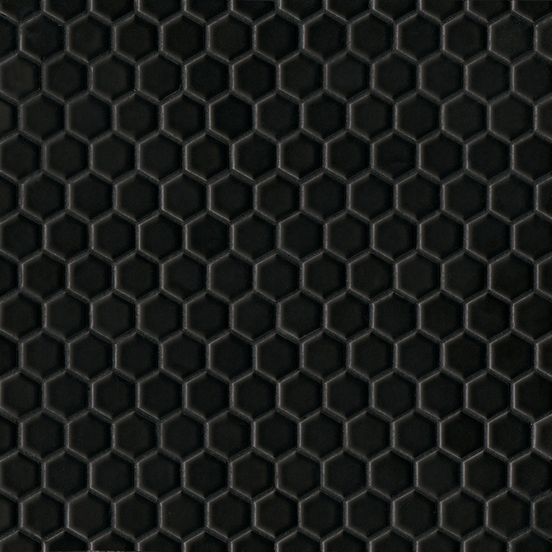 Le Cafe Black Porcelain Mosaic - 1" Hexagon - Matte