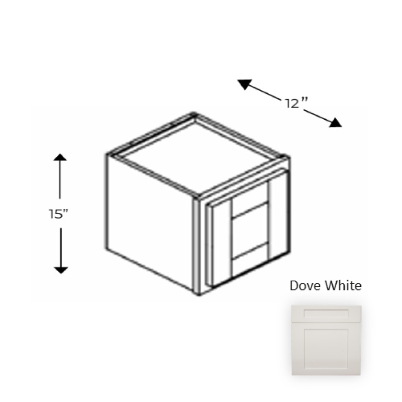 Framed Shaker Classic Dove White Natural Clear Coat Wood Kitchen Wall Cabinet - 15" X 15" X 12" - Natural Clear Coat