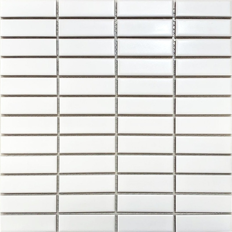 Impact White Porcelain Mosaic - 1" X 3" Stacked - Matte