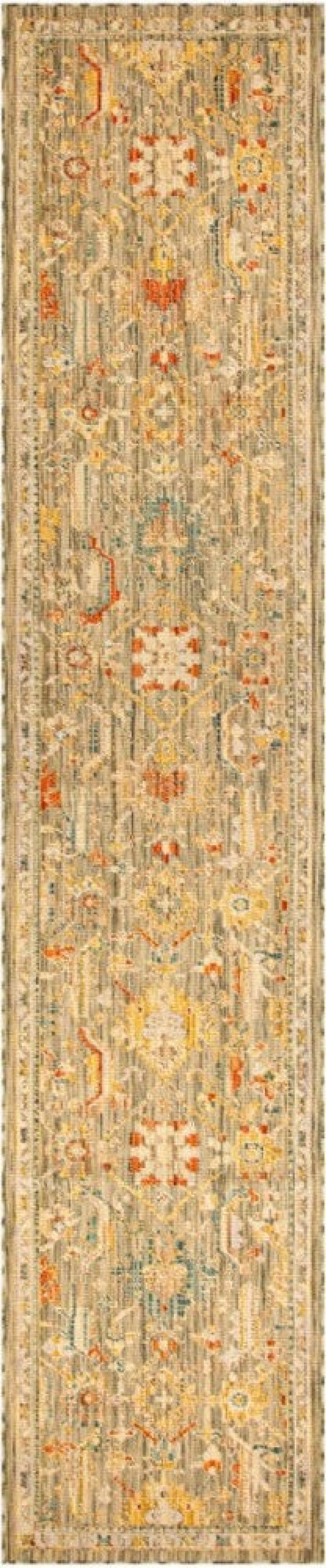 Antique Bloom Sage Multicolor Anb02 Wool Blend Traditional Area Rug - 12 Ft Runner - Sage Multicolor