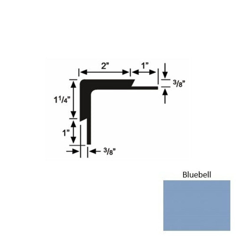 Solid 15 Bluebell Rubber Double Flange Carpet Stair Nosing