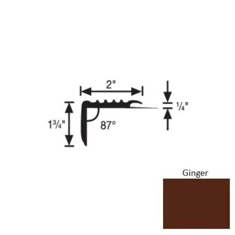 Flextones Ginger Vinyl 171 Carpet Stair Nosing - 2" X 12 Ft - Thermoplastic