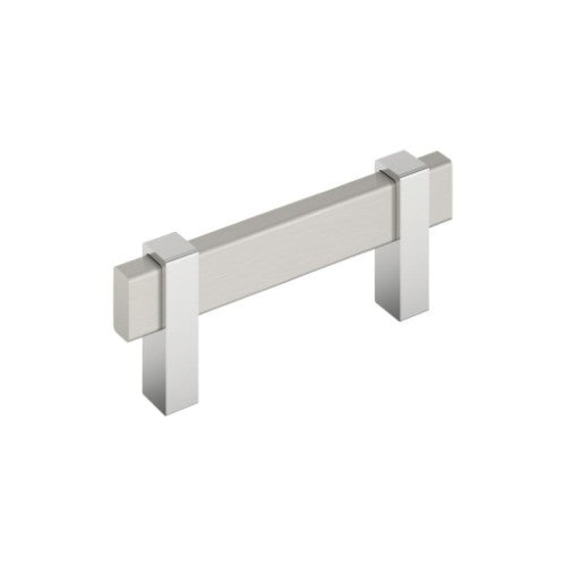 Amerock Mulino Zinc Bar Cabinet Pull – Satin Nickel / Polished Chrome