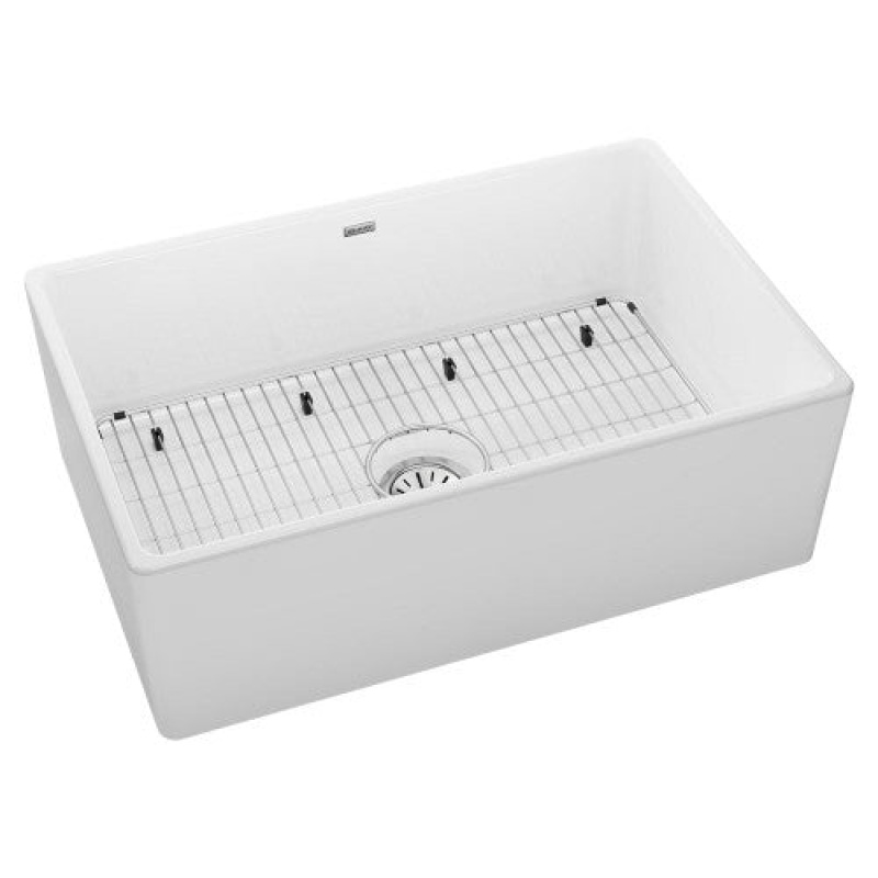 White Fireclay Farmhouse Single Bowl Kitchen Sink