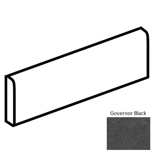Dignitary Governor Black Porcelain Floor & Wall Trim - 3" X 24" Bullnose - Matte