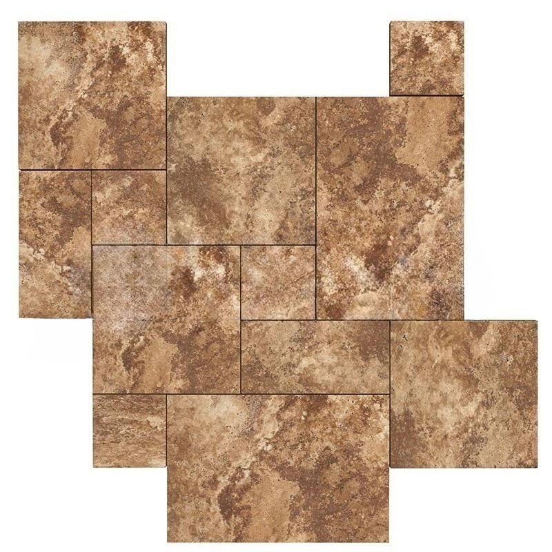 Noche Cross Cut Travertine Versailles Pattern
