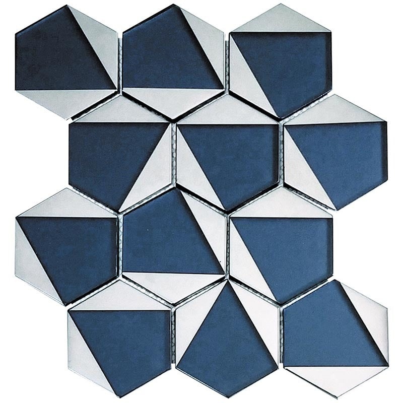 Monaco Riviera Marine Glass Mosaic - 2.9" x 2.9" Hexagon - Glossy