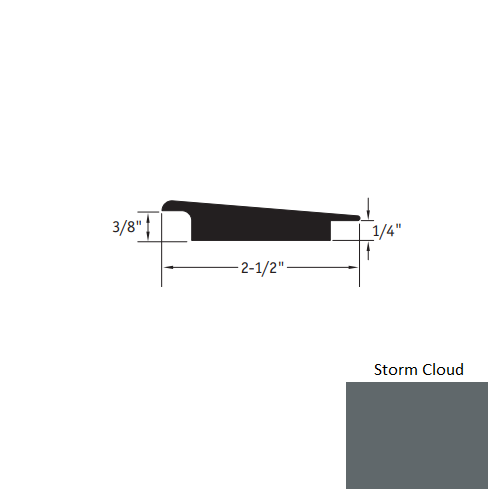 Johnsonite Storm Cloud Vinyl Moulding / Trim - 2 1/2" X 12 Ft (144") X 3/8" - 1/4" Wheeled Traffic Transition - Wheeled Traffic Transition