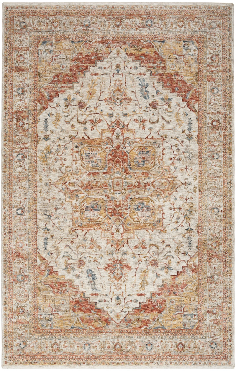 Sahar Shr06 Ivory Rust Polyester Vintage Area Rug