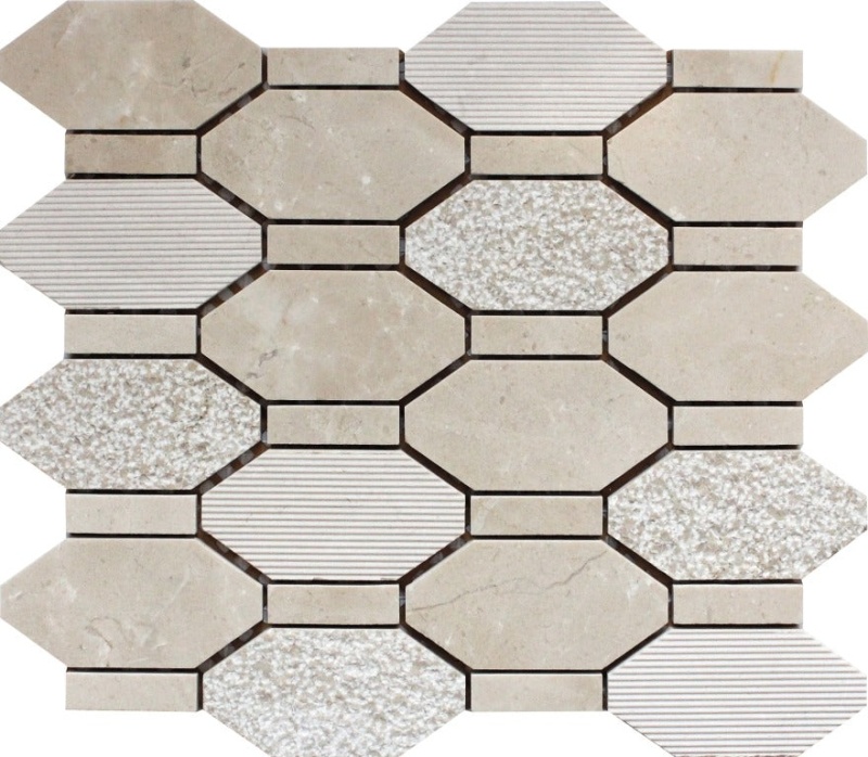 Bali Crema Marfil Marble Mosaic - Pacific Rim - Polished & Etched