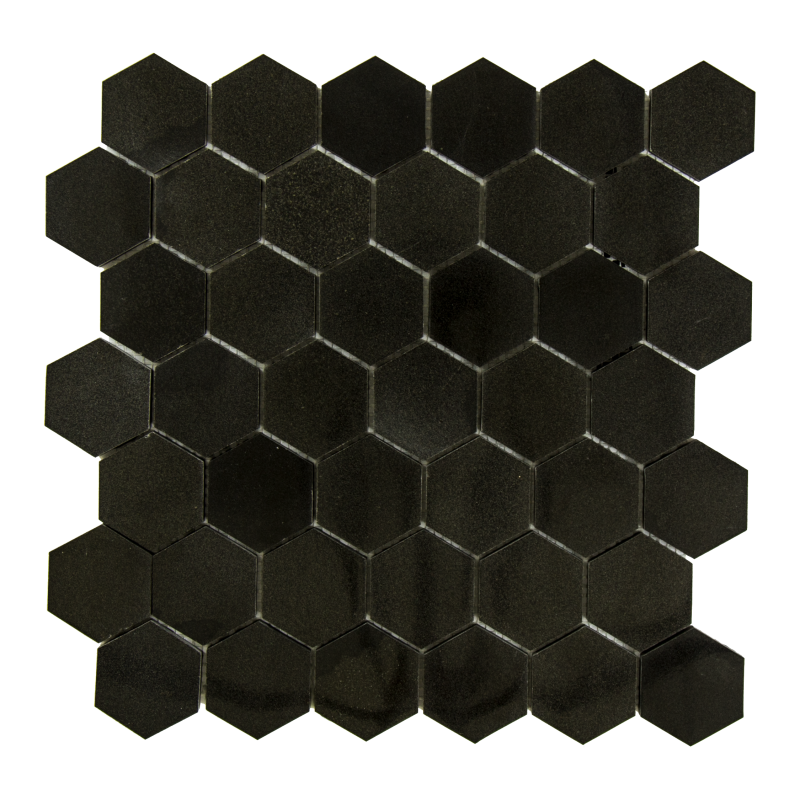 Absolute Black Granite Mosaic - 2" Hexagon - Polished, Per Pack: 20 Enter Quantity In Sheets