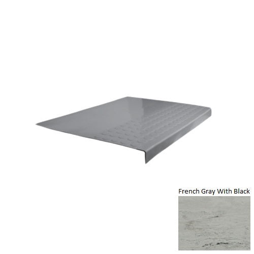 Evolving Styles Creative Elements French Gray With Black Type 701 Distinct Designs Rubber - 12" X 72" Stair Tread - Rgt Radial Ii Raised Disc Design