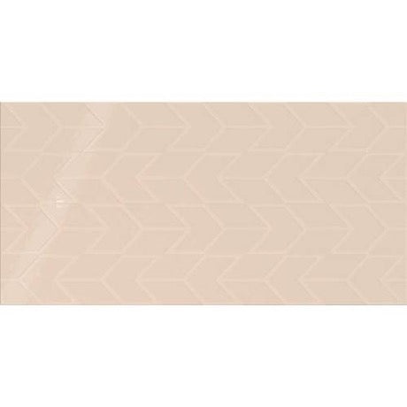 Showscape Almond Chevron Pattern Ceramic Tile - Gloss Textured - 12" X 24", Per Pack: 16 Enter Quantity In Sqft