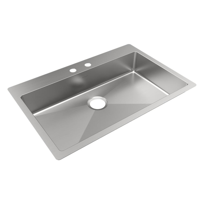 Ectsrsad3322602 Crosstown Stainless Steel Drop In Undermount Single Bowl Kitchen Sink - 33" X 22" X 6" With 2 Holes - Stainless Steel