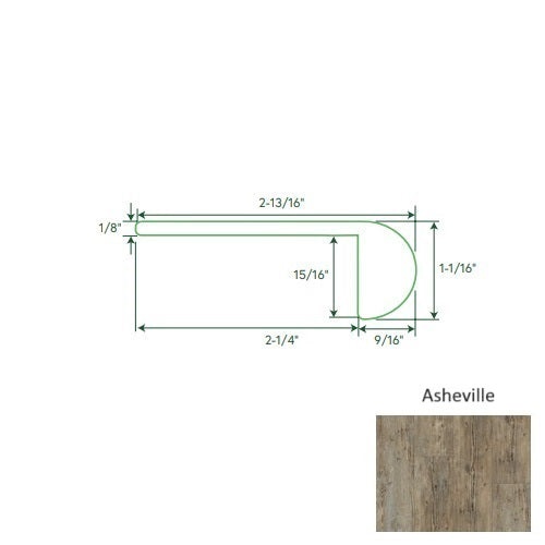 Built Rite II Asheville 96" Flush Stair Nose Trim - Aluminum Oxide