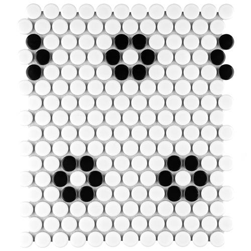 Metro Heavy Flower Porcelain Mosaic - Penny Round - Glossy
