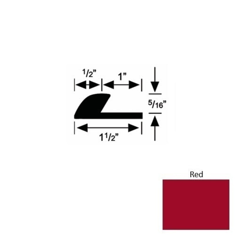 Solid 36 Red Rubber Underlap Carpet Edge