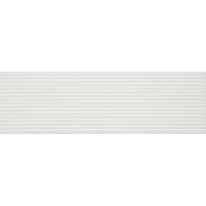 Stencil White Linear Ceramic Tile - Matte - 4" X 12"