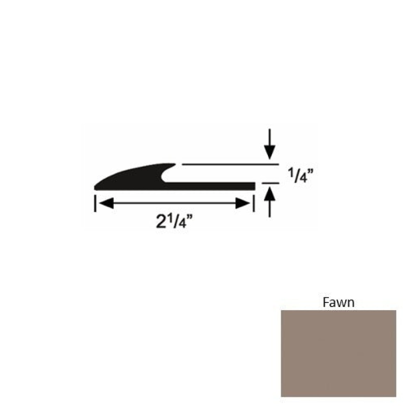 Solid 38 Fawn Rubber Glue Down Carpet Edge - 2 1/4" X 9 Ft (108") X 1/4"