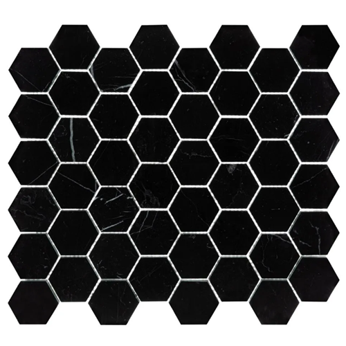 Cubist Nero Marquina Marble Mosaic - 2" Hexagon - Polished