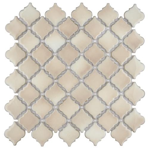Hudson Tangier Truffle Porcelain Mosaic - Arabesque - Glossy