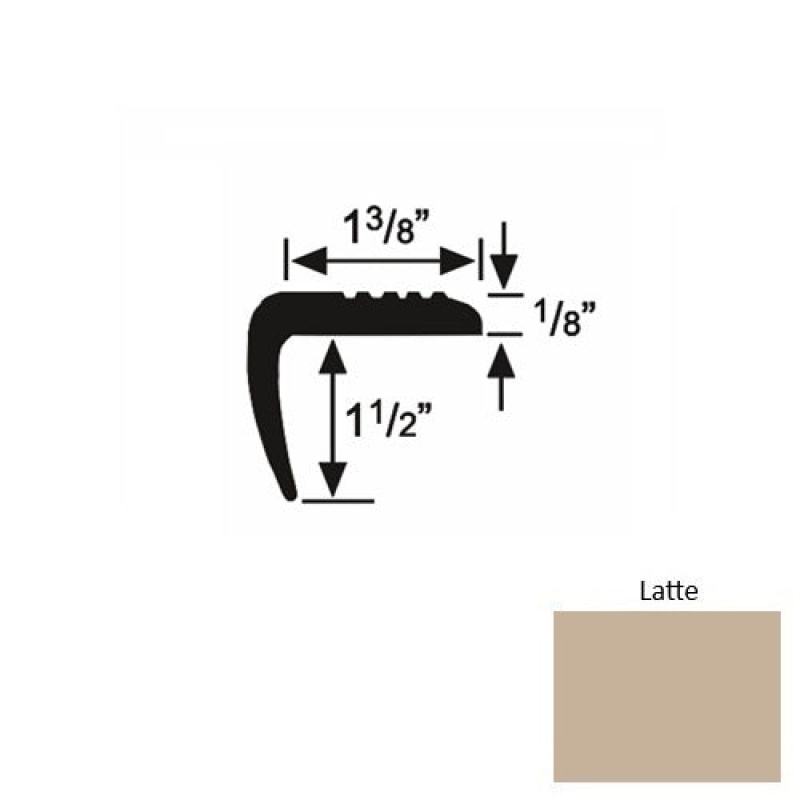 Solid 05 Latte Rubber Domestic Stair Nosing (Sq) - 1 3/8" X 9 Ft (108")