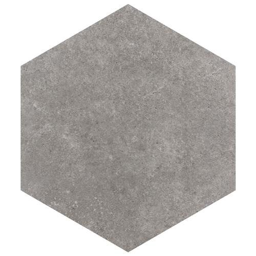 Traffic Grey Porcelain Tile - Glossy Hexagon