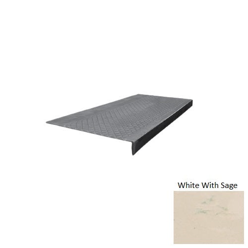 Evolving Styles Creative Elements White With Sage Type 600 Distinct Designs Rubber - 12" X 72" Stair Tread - Diamond Profile Design