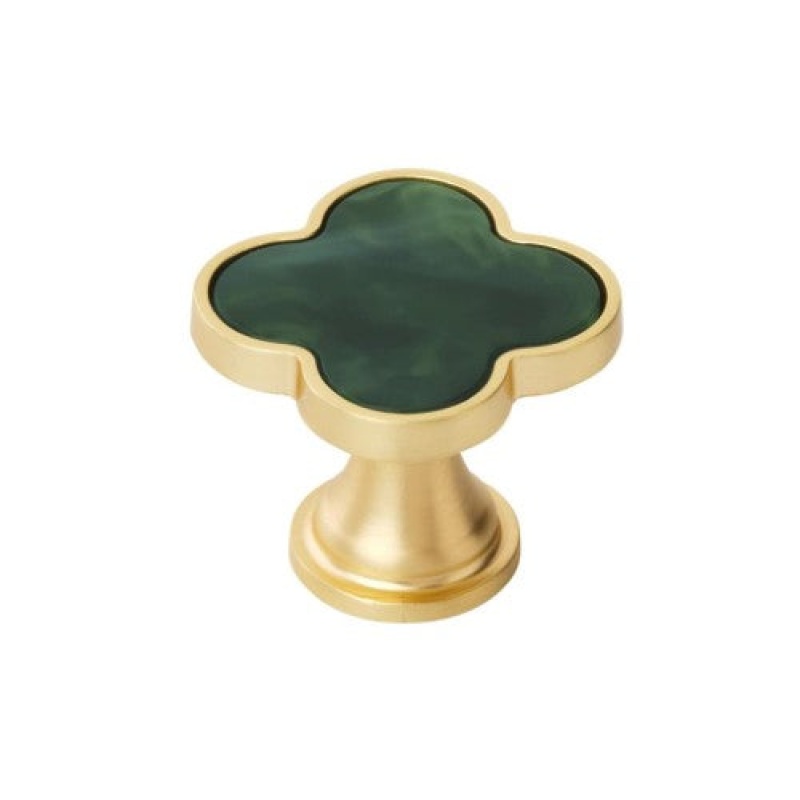 Accents Zinc & Acrylic Cabinet Knob - Gold / Emerald Green