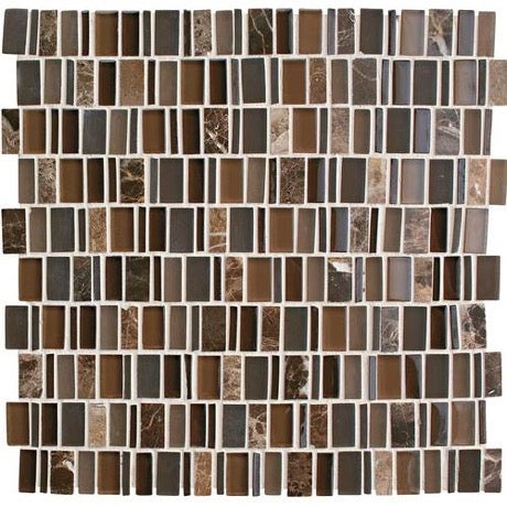 Clio Mosaics Eos Stone & Glass Mosaic - 1" X Random Lengths - Glossy