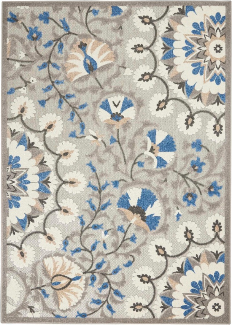 Aloha Grey Multi Alh20 Polypropylene & Polyester Contemporary Area Rug - 5 Ft X 8 Ft - Grey Multi