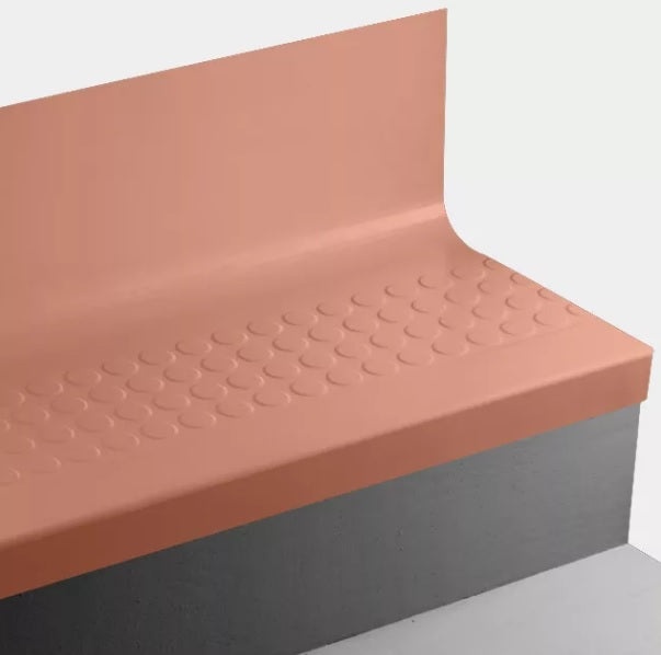 Johnsonite Tangerine Tango Raised Round Rubber Moulding / Trim - 19" X 72" Angle Fit Stair Tread With Riser (Sq) - Text…