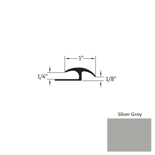 Johnsonite Silver Grey Vinyl Moulding / Trim - 1" X 12 Ft (144") X 1/4" - 1/8" Adaptor - Adaptor