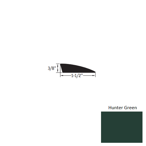 Johnsonite Hunter Green Vinyl Moulding / Trim - 3/8" X 12 Ft (144") Carpet Reducer - Carpet Reducer