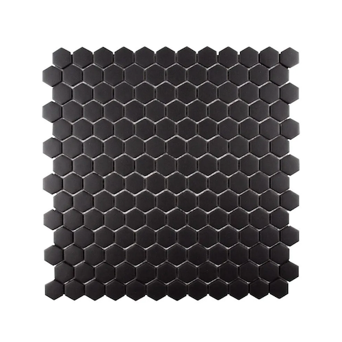 Spec 09 Black Glass Mosaic - Mini Hexagon - Matte
