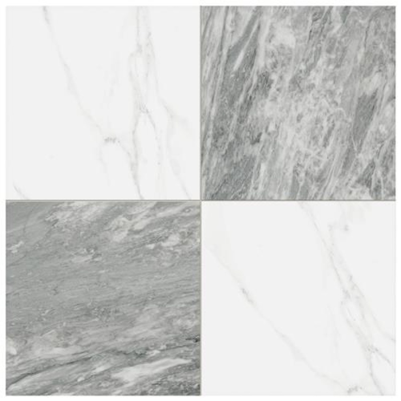 Marbilia Chess Bardiglio Porcelain Tile - Matte - 17 3/8" X 17 3/8"