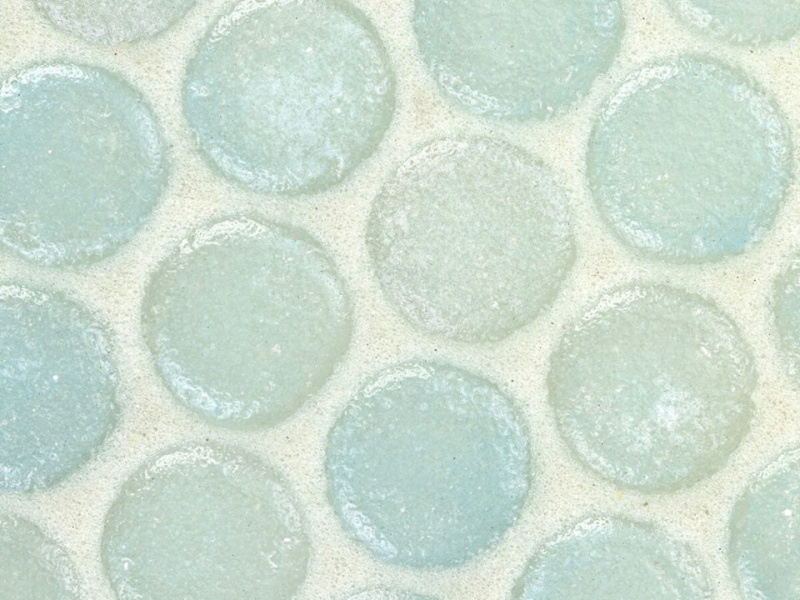 Liquid Drops Aqua Glass Mosaic - Penny Round - Frosted