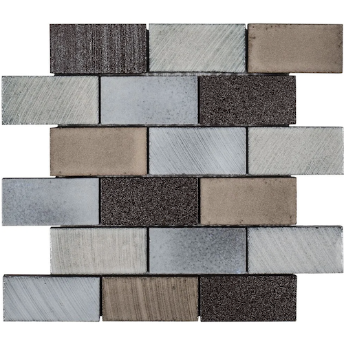 Ashland & Halsted Reclaim Basalt Mosaic - 2" X 4" Brick - Glossy