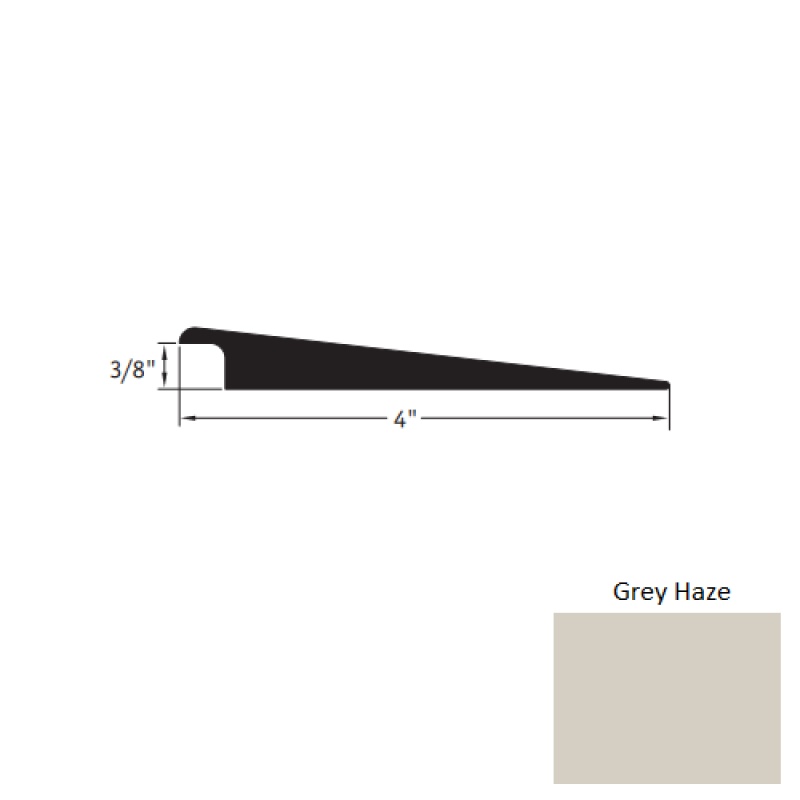 Johnsonite Grey Haze Vinyl Moulding / Trim - 4" X 12 Ft (144") X 3/8" Wheeled Traffic Transition - Wheeled Traffic Transition