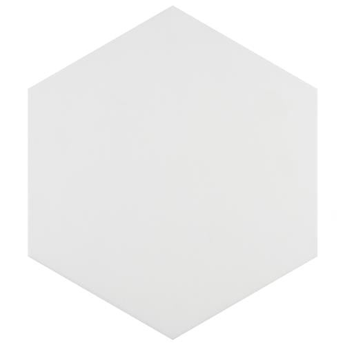Apini White Porcelain Tile - Matte - 9" X 10.5" Hexagon