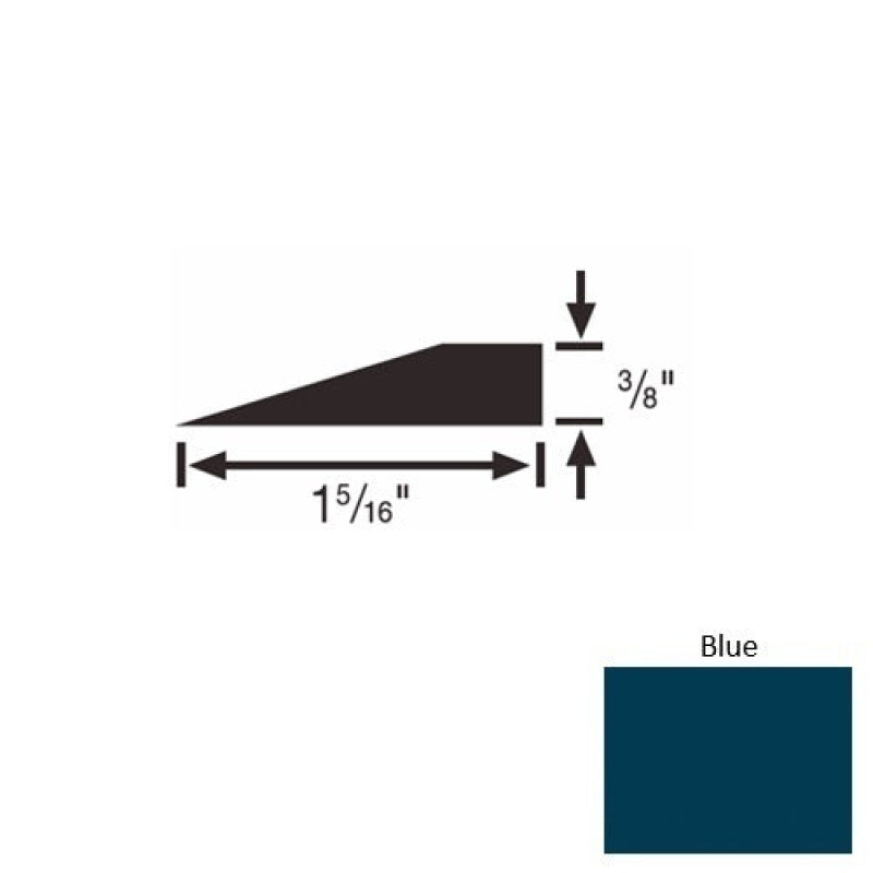 Solid 26 Blue Rubber Reducer Strip - 1 5/16" X 9 Ft (108") X 3/8"