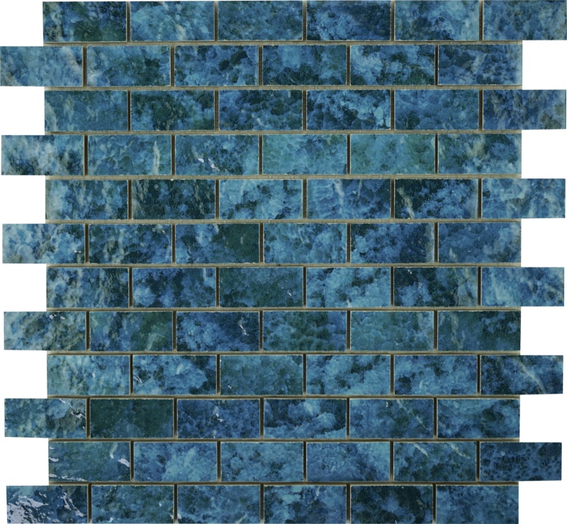Neptune Blue Porcelain Mosaic - 1" X 2" - Glossy