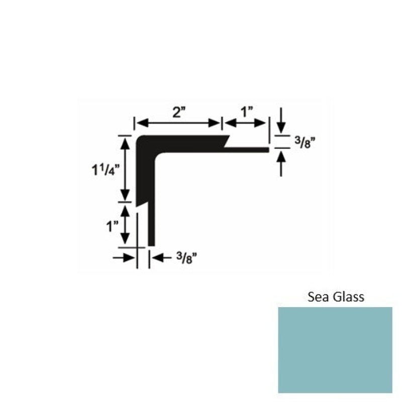 Solid 15 Sea Glass Rubber Double Flange Carpet Stair Nosing (Sq) - 2" X 9 Ft (108")