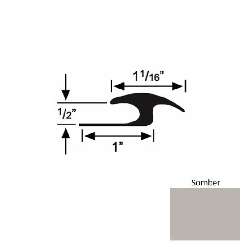 Solid 56 Somber Rubber Tile / Carpet Joiner - 1" X 9 Ft (108") X 1/2"