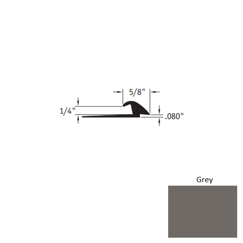 Johnsonite Grey Vinyl Moulding / Trim - 5/8" X 12 Ft (144") X .080" - 1/4" Slim Line Transition - Slim Line Transition