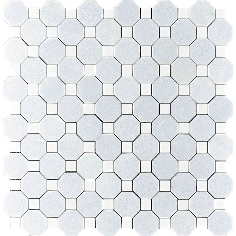 Mykonos Blue Celeste / Thassos Marble Mosaic - Delos - Polished